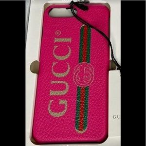 BNWT Pink Green Gucci iPhone 8+ phone case w/ZAGG Privacy Glass Screen Protector